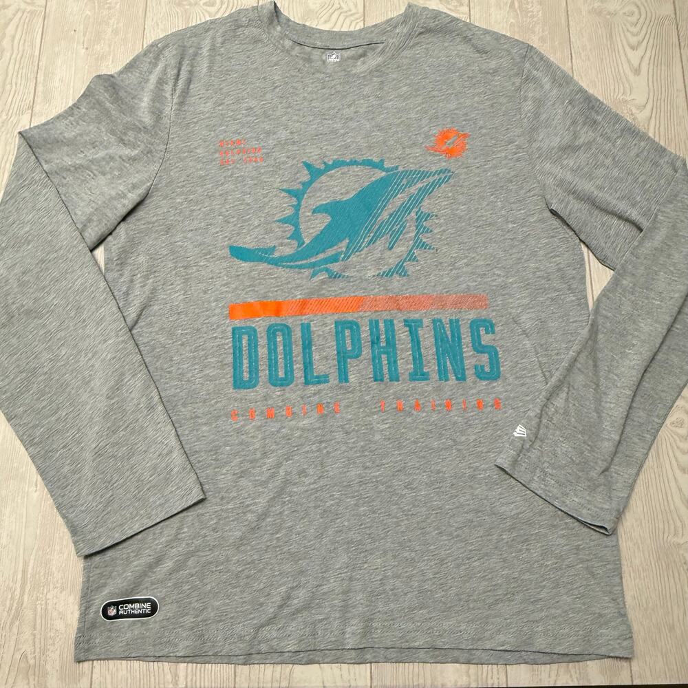 Miami Dolphins New Era NFL Combine Authentic Long Sleeve Shirt Men’s Large